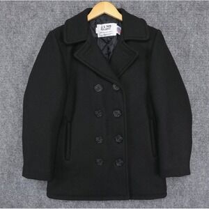 Schott US 740N Peacoat Size 4-6 Black Wool Double Breasted Jacket USA Made MINT!